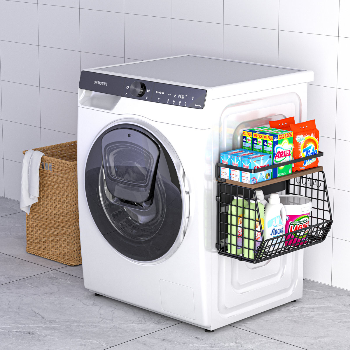 Black Magnetic Shelf for Fridge,Hanging Vegetable and Fruit Storage Bins ,Large Product Container Spice Rack for Refrigerator Kitchen Counter Pantry Single